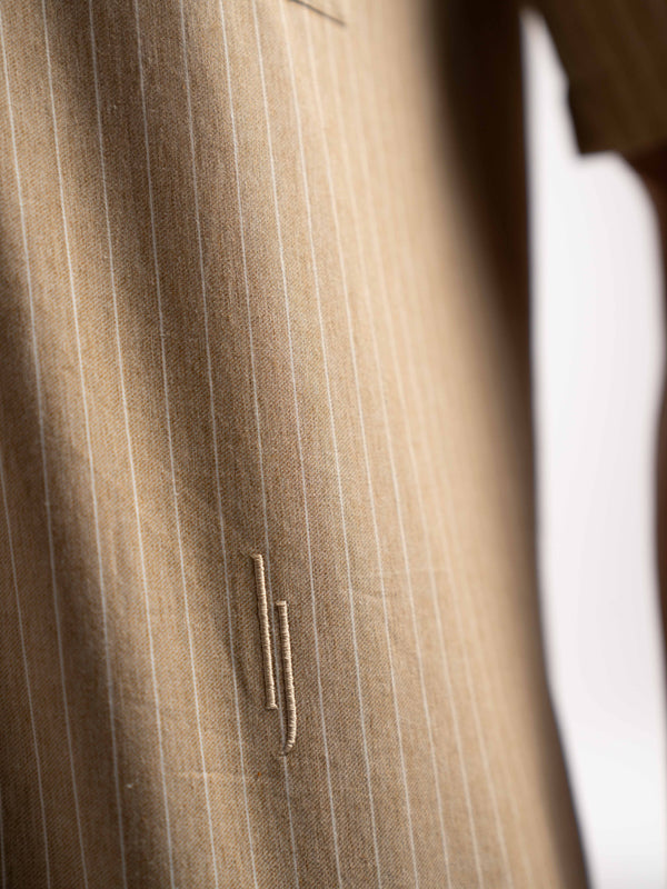Villa Pinstripe Embroidered Shirt in Brown