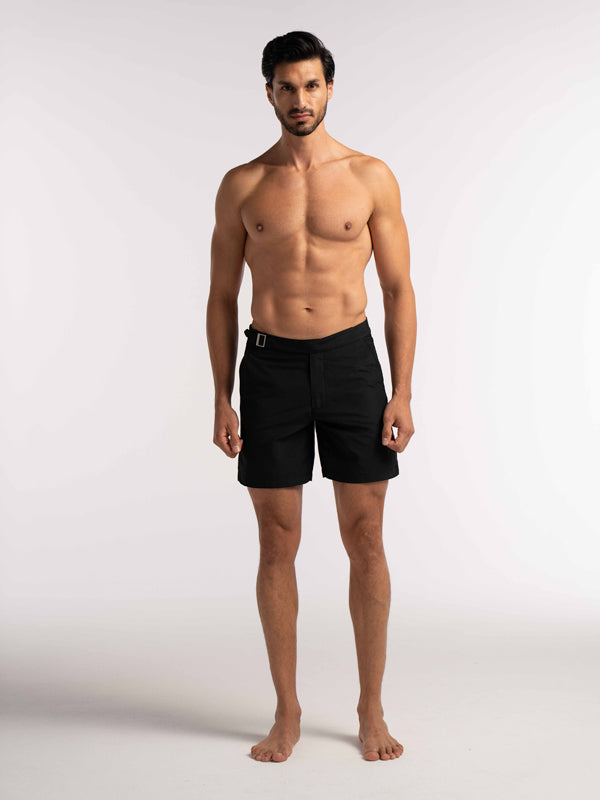 Black Smart Longline Length Swimshort - Lewis James 
