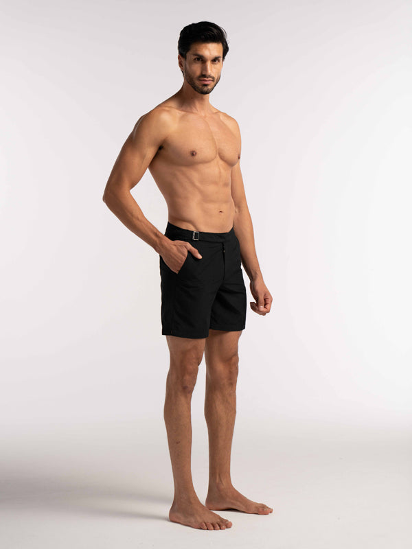 Black Smart Longline Length Swimshort