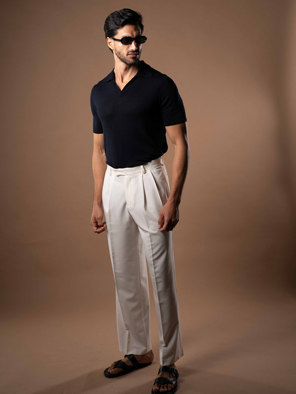 Extra Fine Merino Wool Polo in Navy - Lewis James 