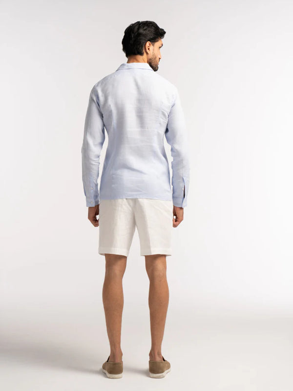 Arista Linen Shirt in Celeste Blue  - Lewis James 