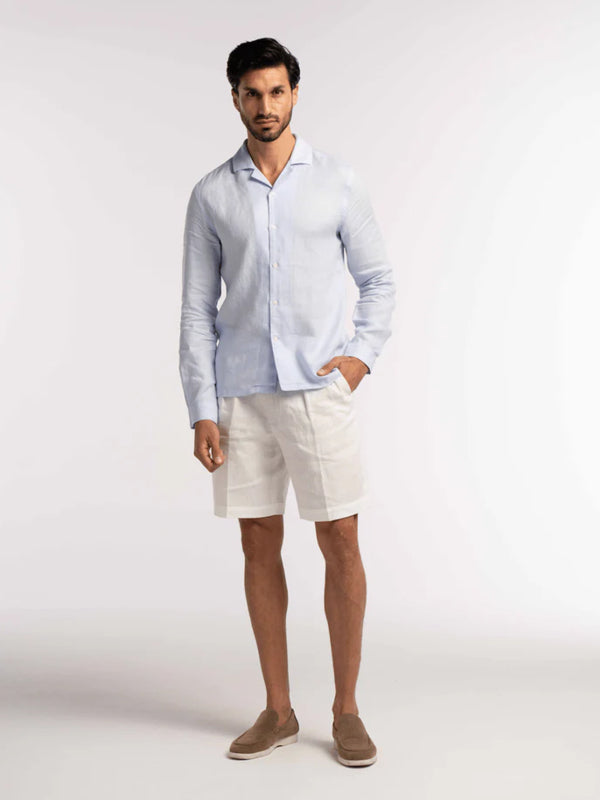 Arista Linen Shirt in Celeste Blue  - Lewis James 