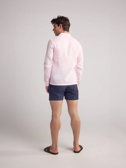 Arista Linen Shirt in Light Pink - Lewis James 