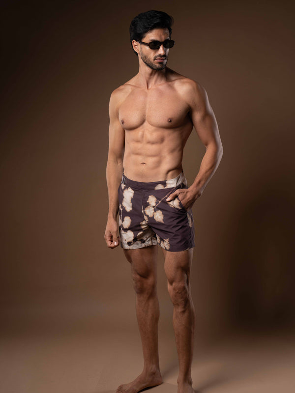 Brown Branch Print Smart Original Swimshorts