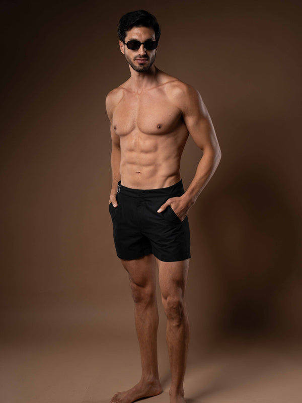 Black Smart Longline Length Swimshort