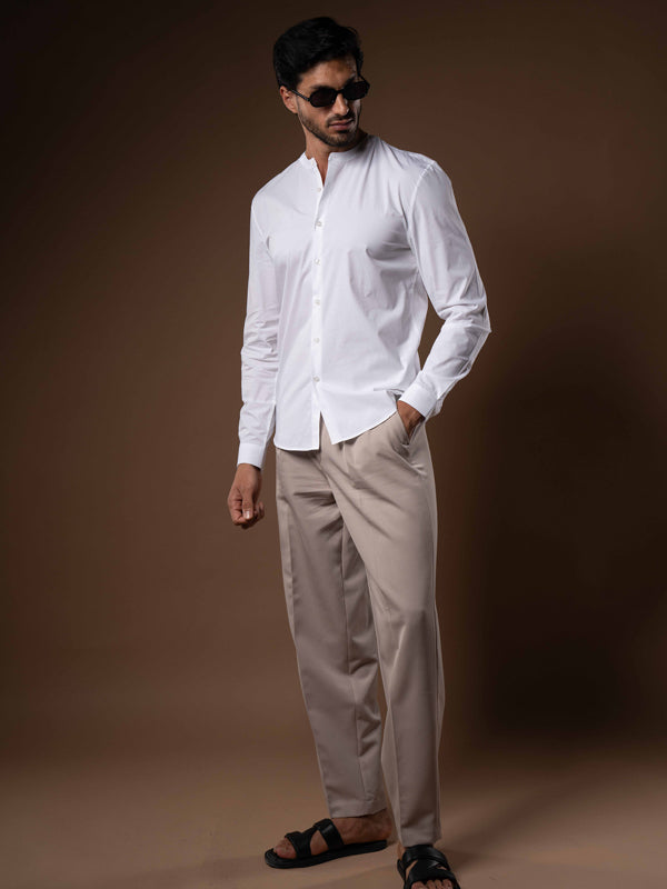 Regent Poplin Shirt in Glacier White  - Lewis James 