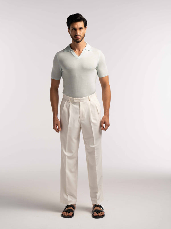 Extra Fine Merino Wool Polo in Mint - Lewis James 