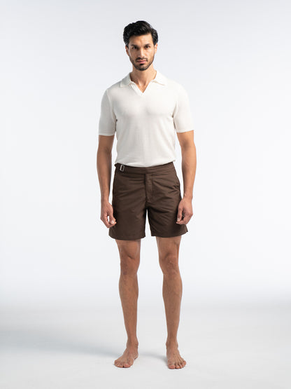 Extra Fine Merino Wool Polo With Embroidery Detail in Off White - Lewis James 