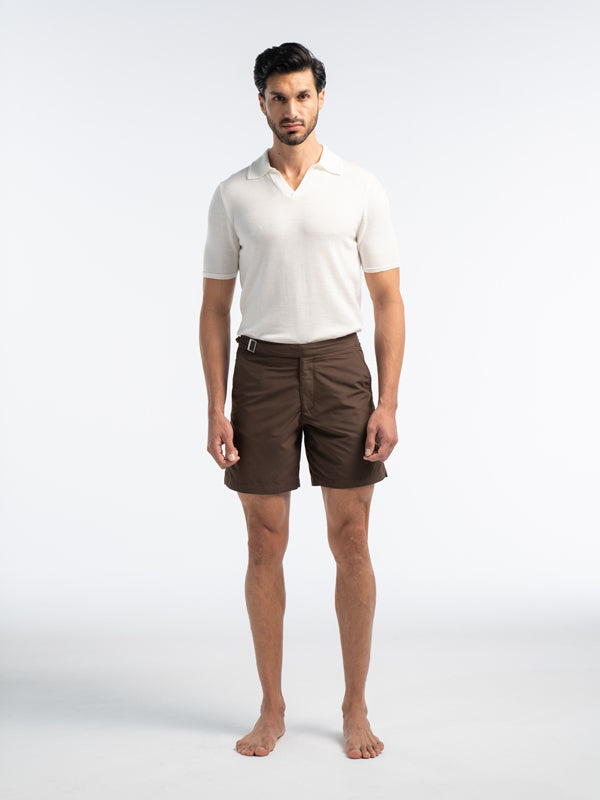 Extra Fine Merino Wool Polo With Embroidery Detail in Off White - Lewis James 