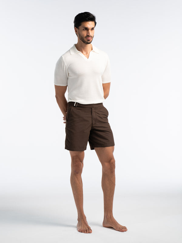 Extra Fine Merino Wool Polo With Embroidery Detail in Off White