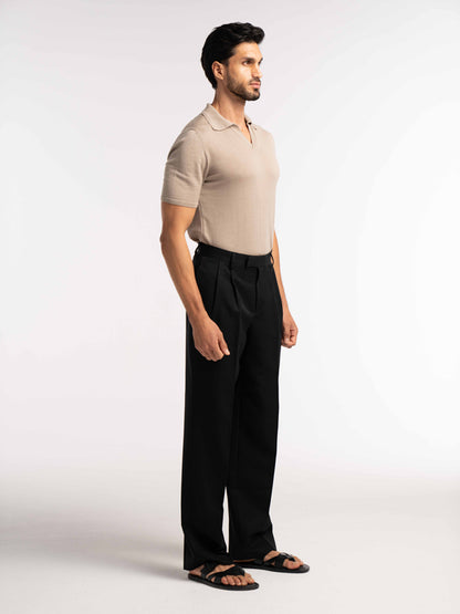 Extra Fine Merino Wool Polo in Taupe - Lewis James 
