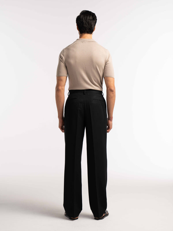 Extra Fine Merino Wool Polo in Taupe - Lewis James 