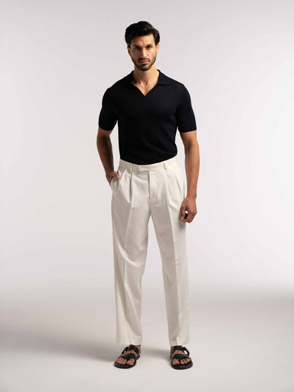 Extra Fine Merino Wool Polo in Navy - Lewis James 