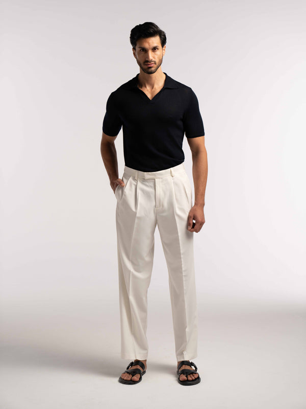 Extra Fine Merino Wool Polo in Navy - Lewis James 