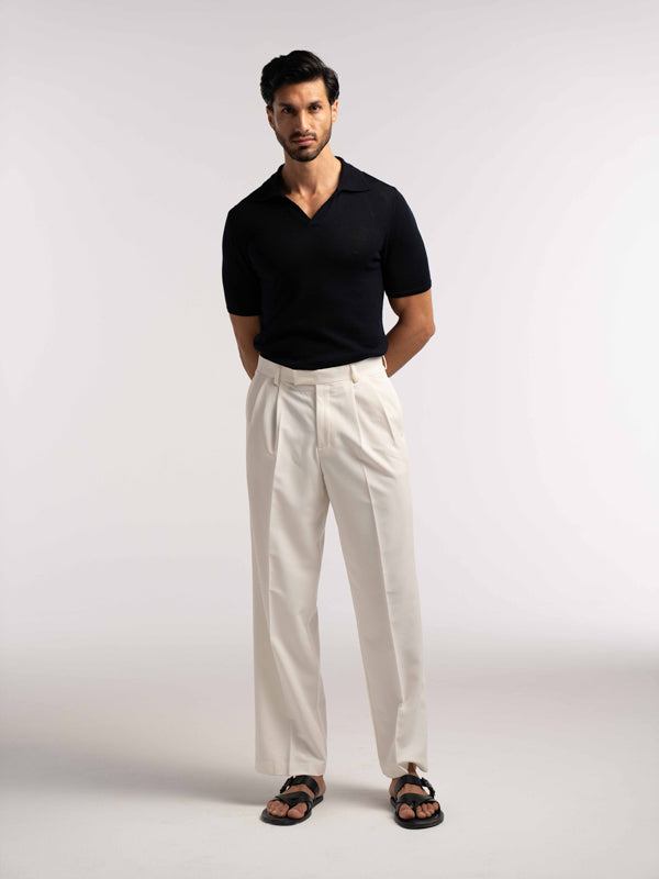 Extra Fine Merino Wool Polo in Navy - Lewis James 