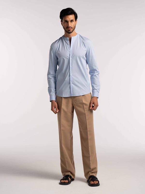 Regent Poplin Shirt in Sky Blue - Lewis James 