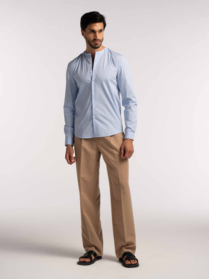 Regent Poplin Shirt in Sky Blue - Lewis James 