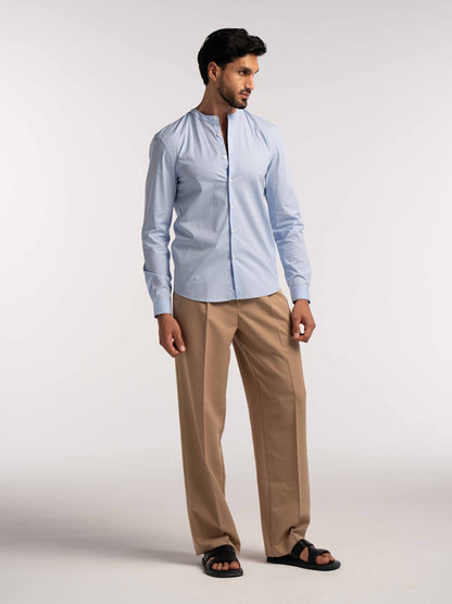 Regent Poplin Shirt in Sky Blue - Lewis James 