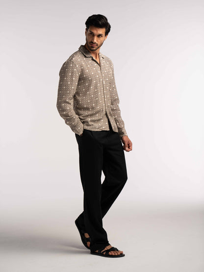 Verona Jacquard Viscose Shirt in Brown - Lewis James 