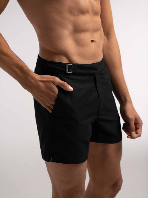 Black Smart Longline Length Swimshort