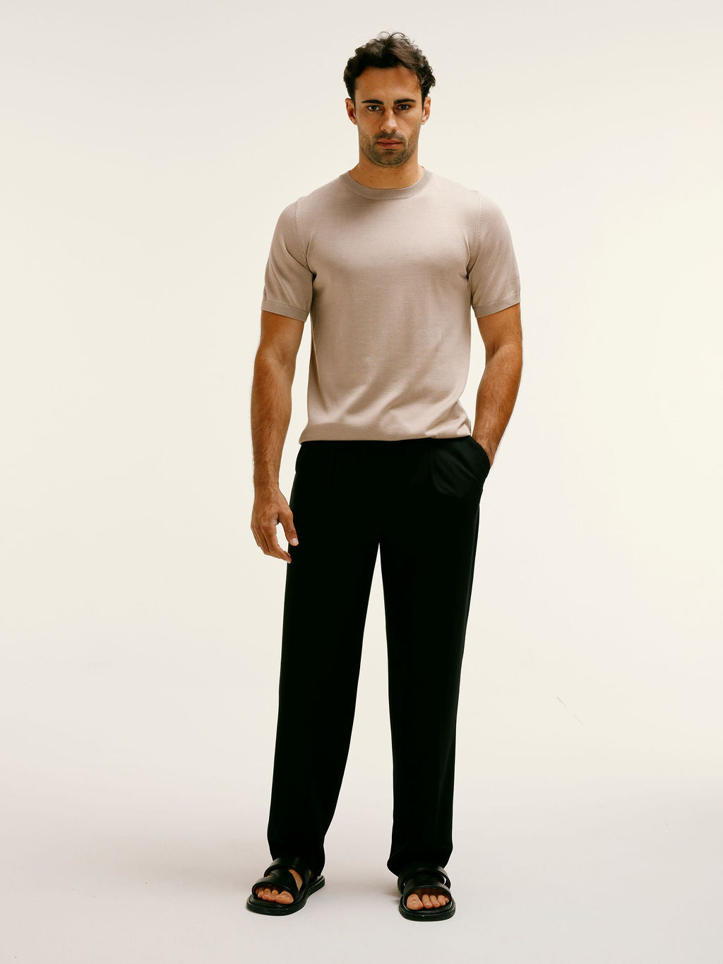 Taupe Premium Knitted Cotton T'Shirt
