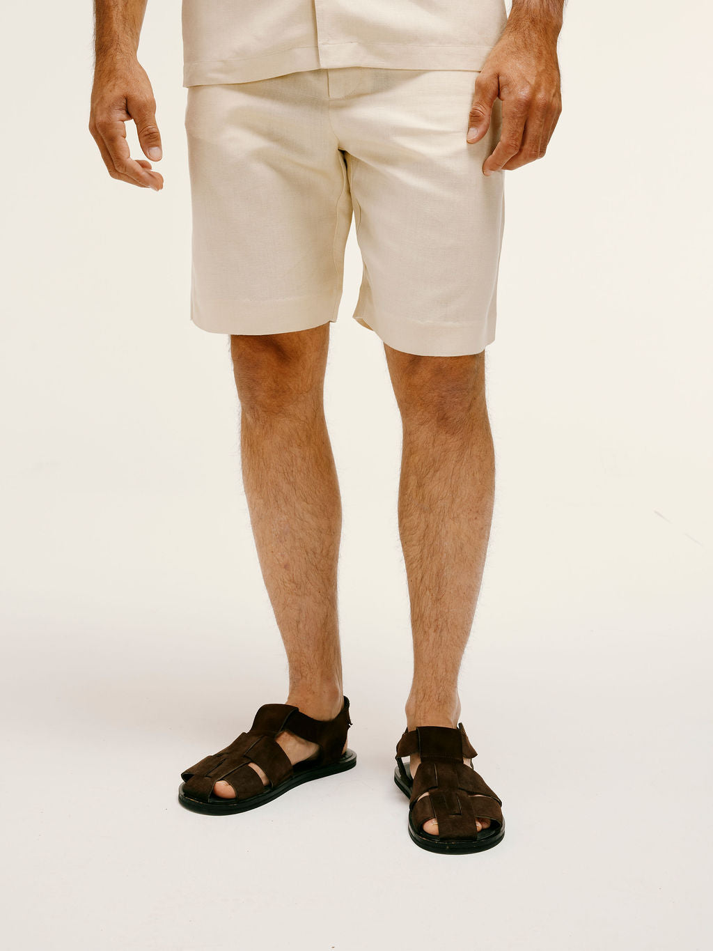 Bleached Sand Linen-Viscose Shorts