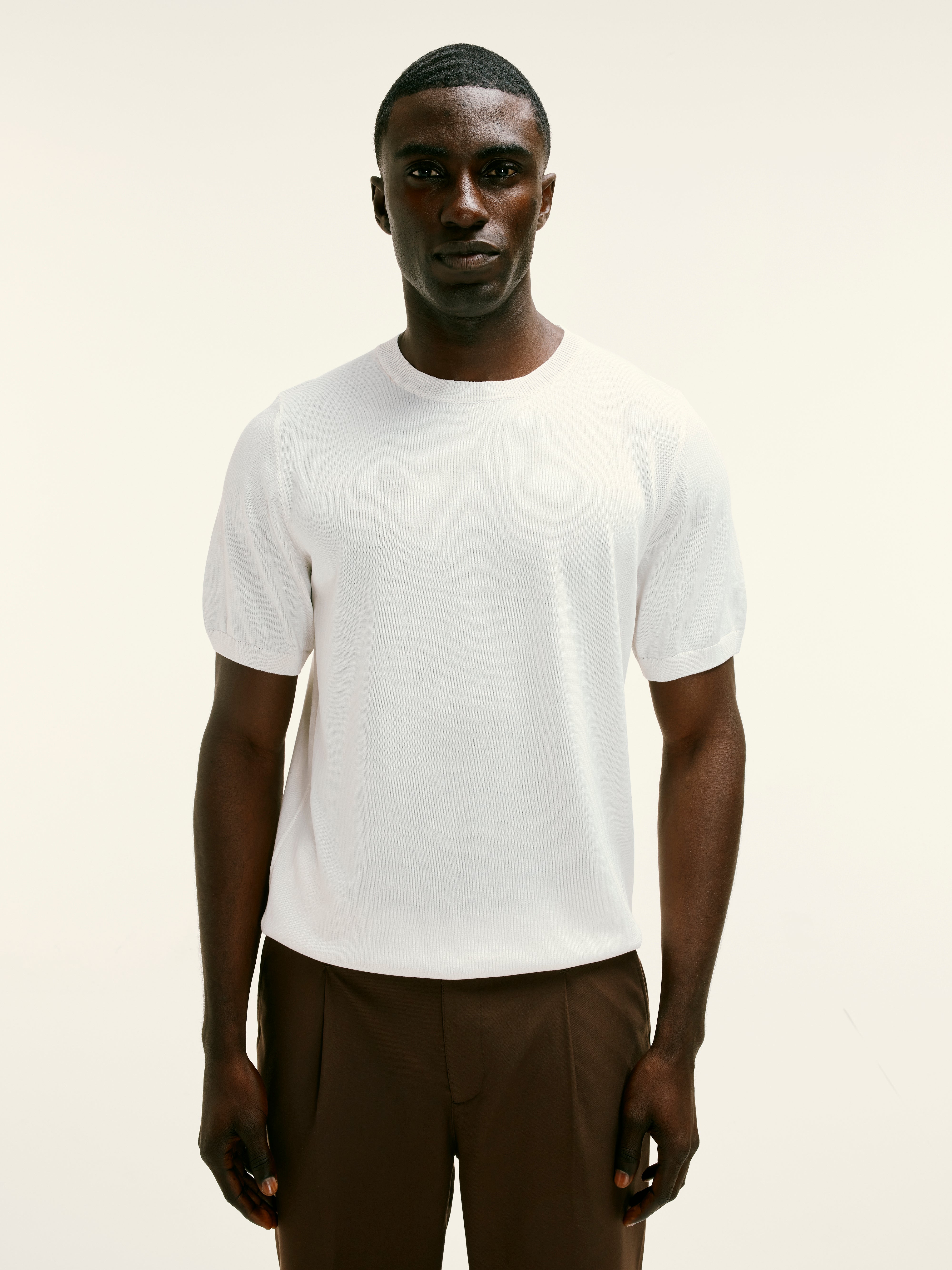 White Premium Knitted Cotton T'Shirt