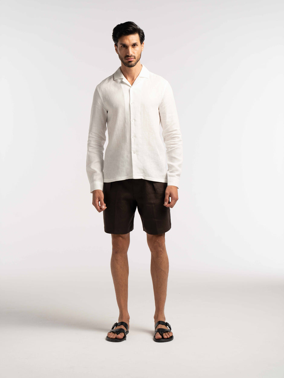 Arista Linen Shirt in Glacier White
