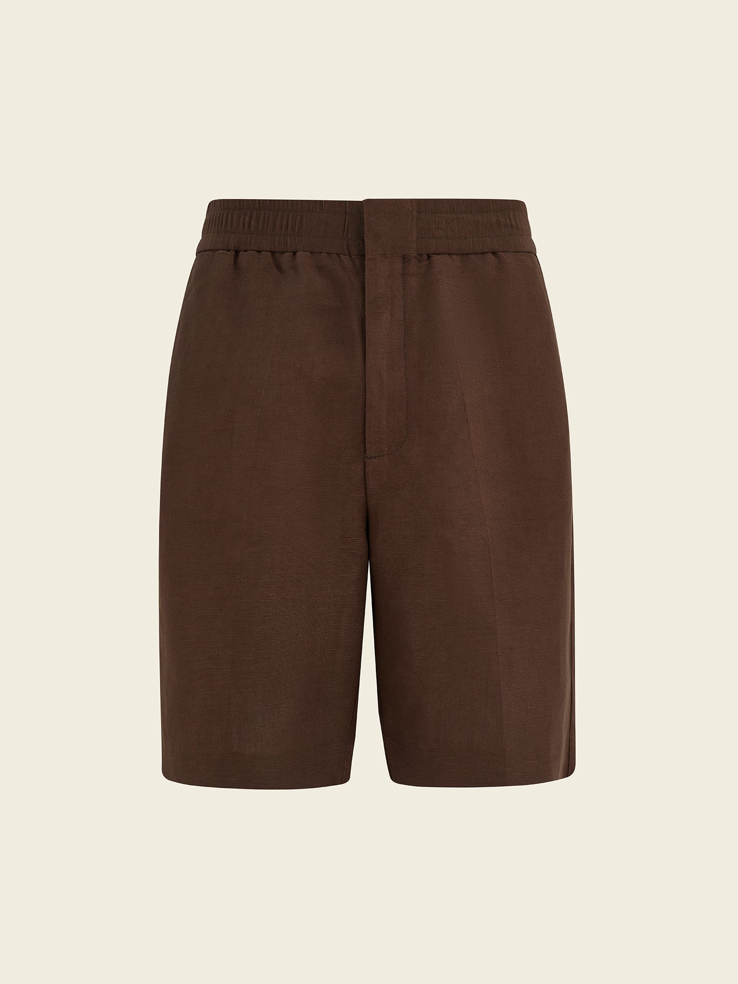Chocolate Brown Linen-Viscose Shorts