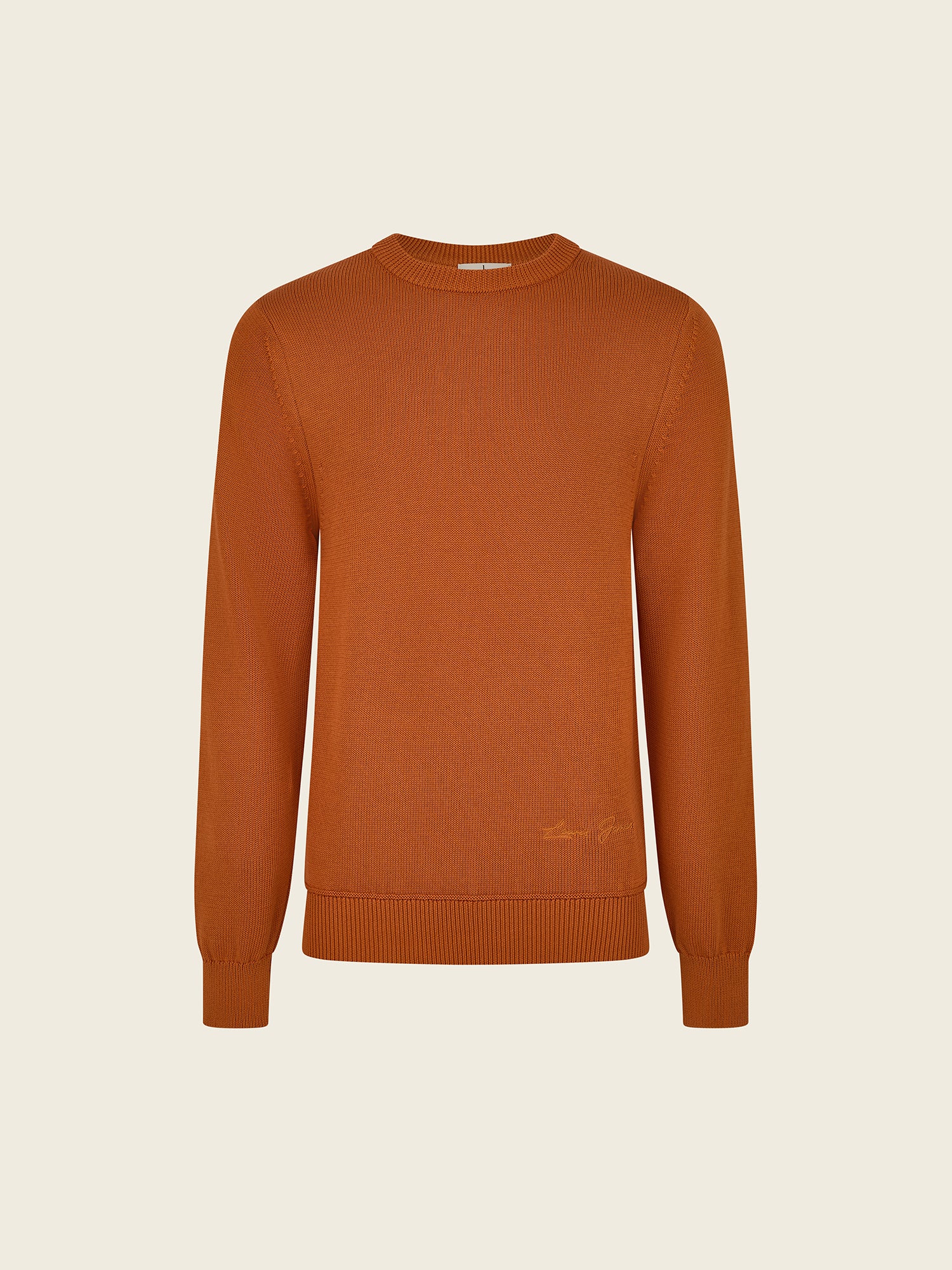 Organic Cotton- Silk-Blend Knitted Crewneck Jumper in Orange