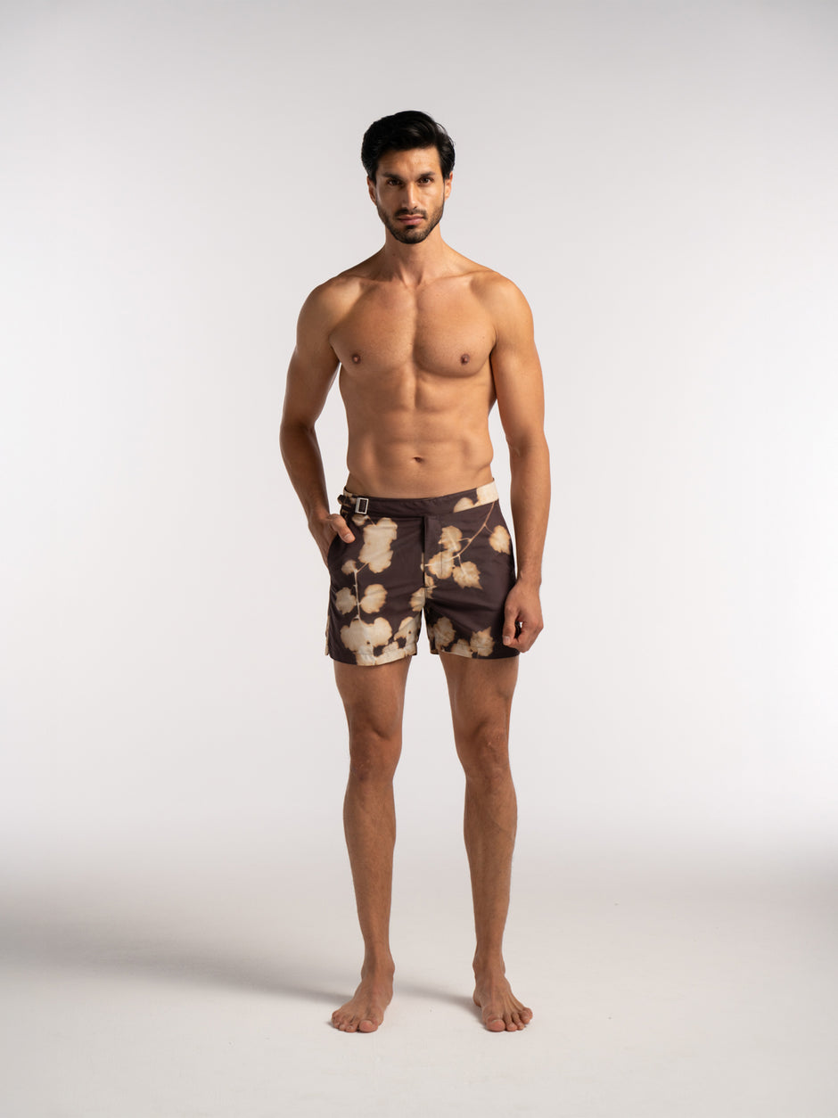 Brown Branch Print Smart Original Swimshorts