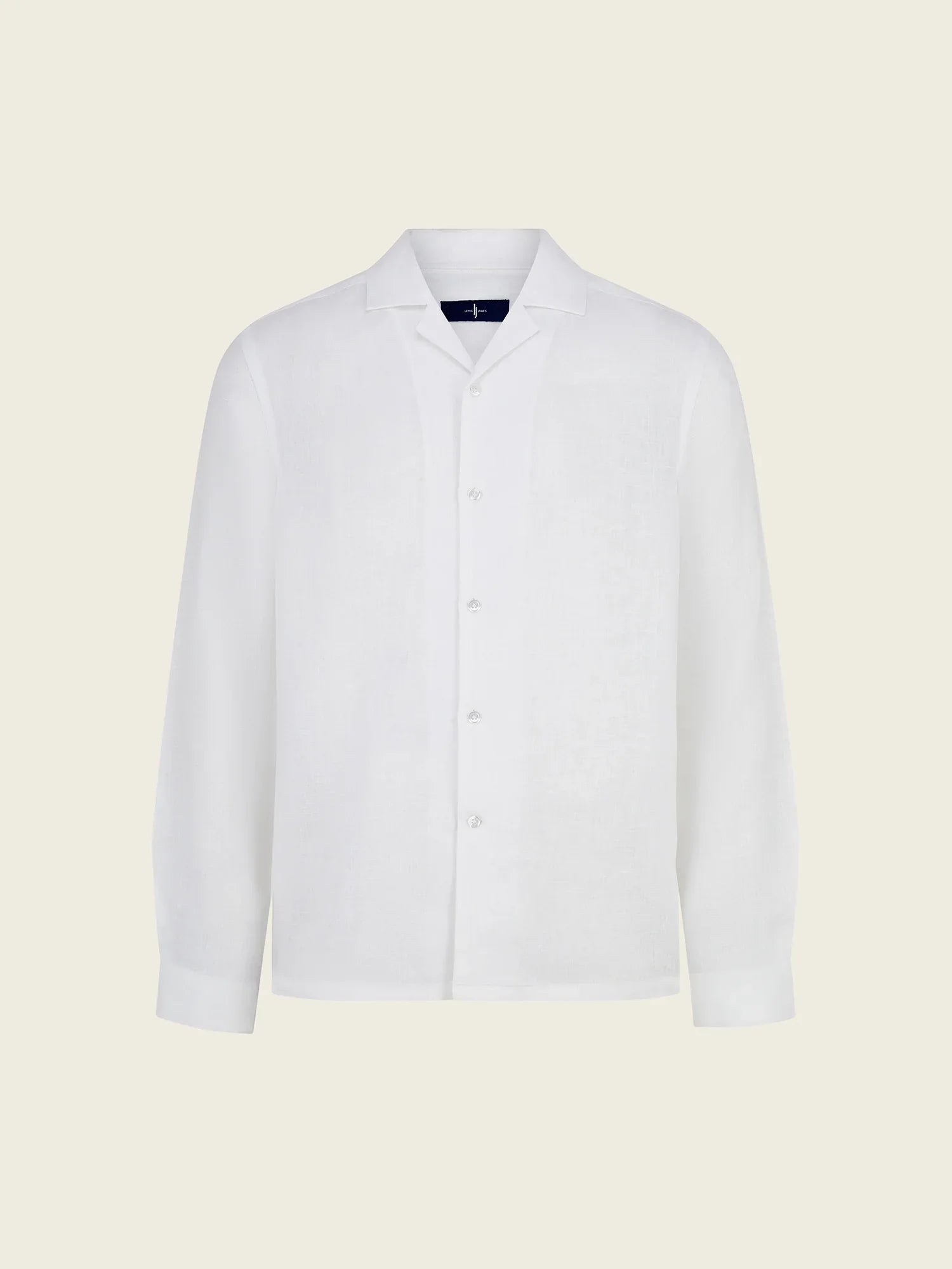 Arista Linen Cuban - Collar Shirt in Glacier White - Lewis James