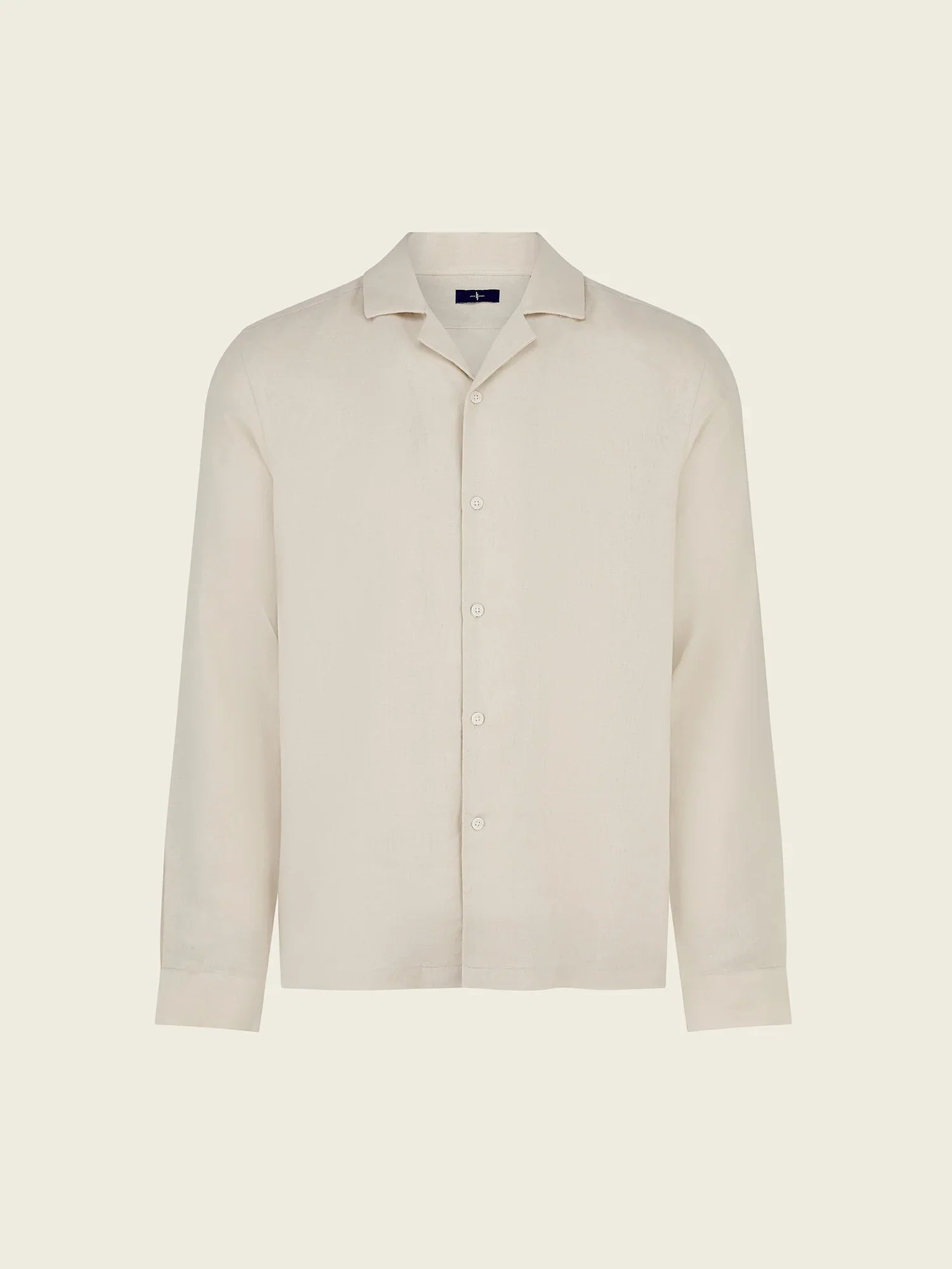 Arista Linen Cuban - Collar Shirt in Monte Stone - Lewis James