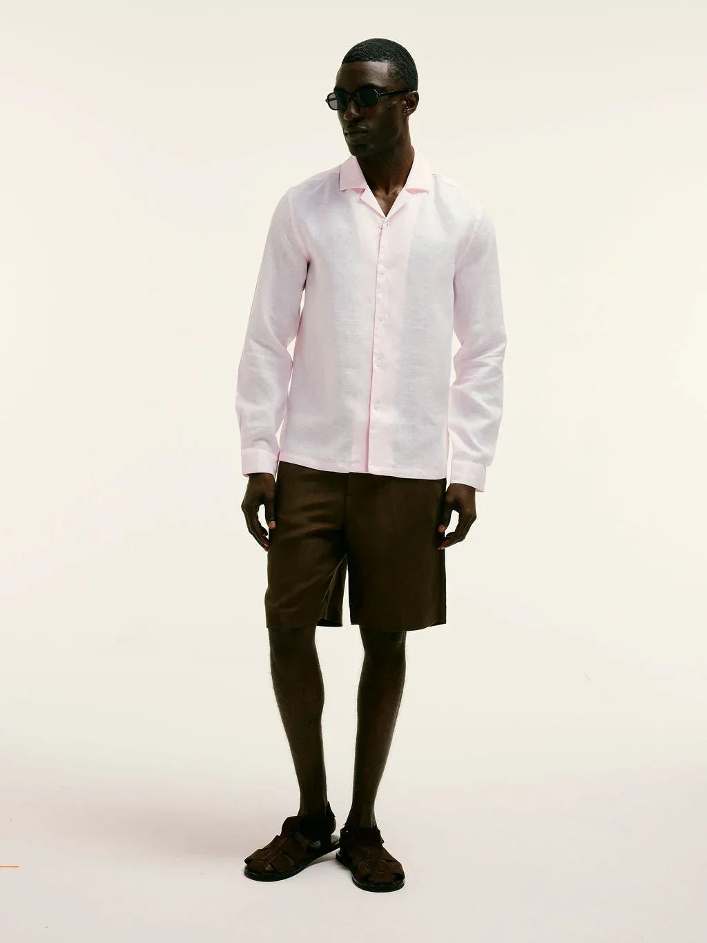 Arista Linen Cuban - Collar Shirt Light Pink - Lewis James