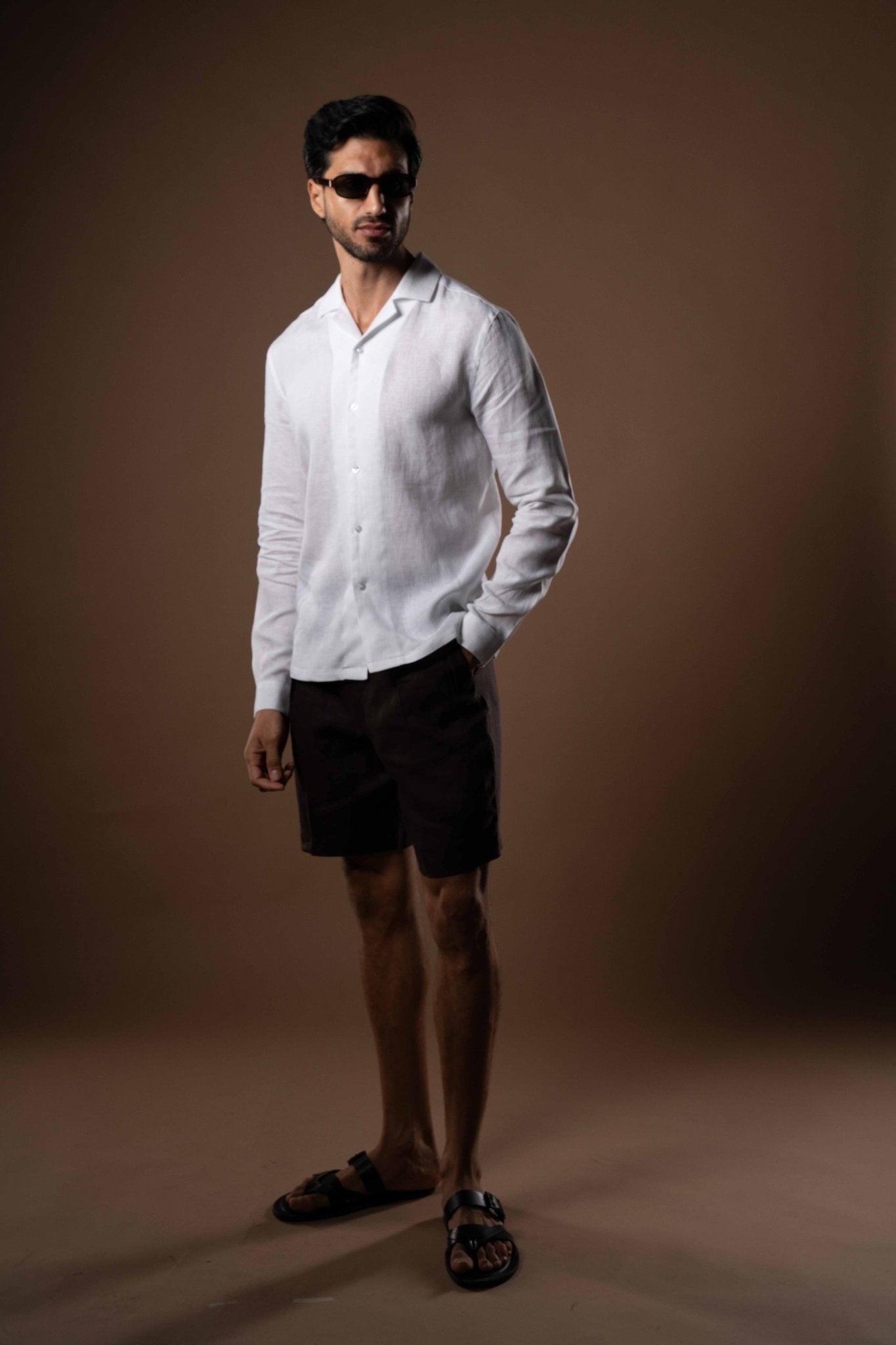 Arista Linen Shirt in Glacier White - Lewis James