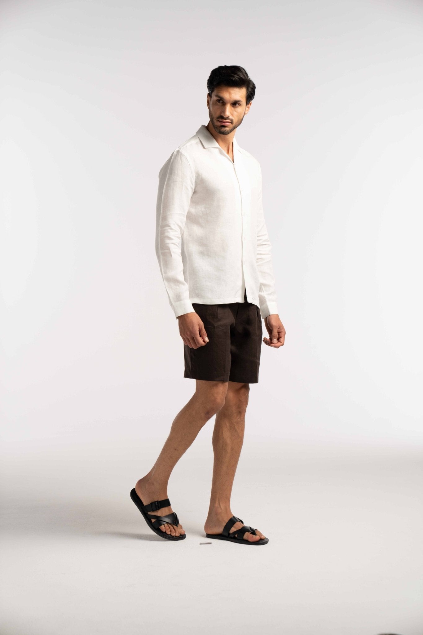 Arista Linen Shirt in Glacier White - Lewis James