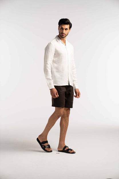 Arista Linen Shirt in Glacier White - Lewis James