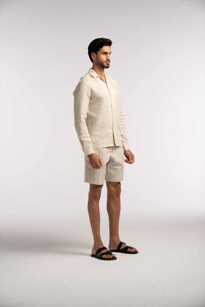 Arista Linen Shirt in Monte Stone - Lewis James