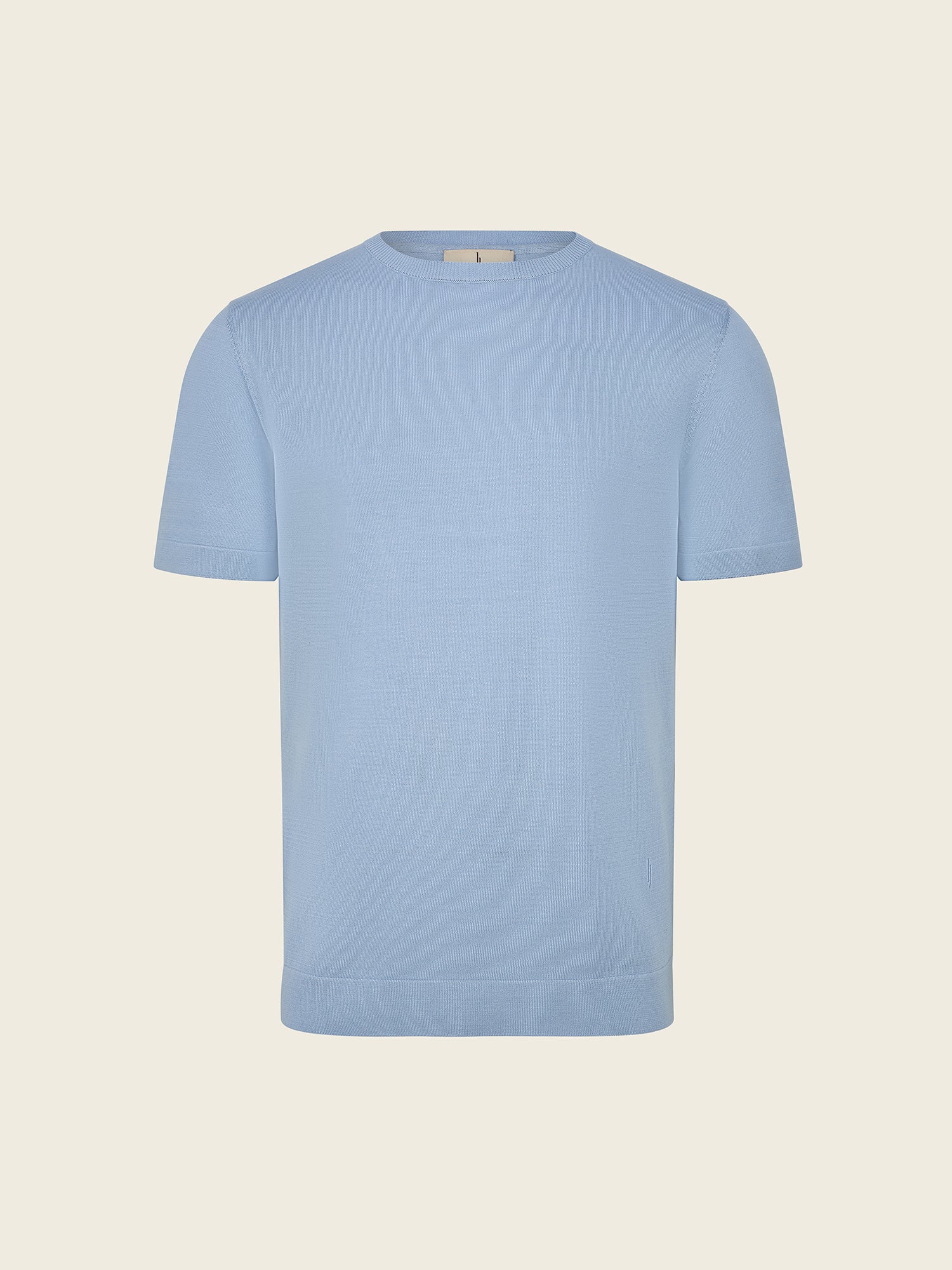 Cotton - silk classic fit Knitted T-Shirt in Blue - Lewis James