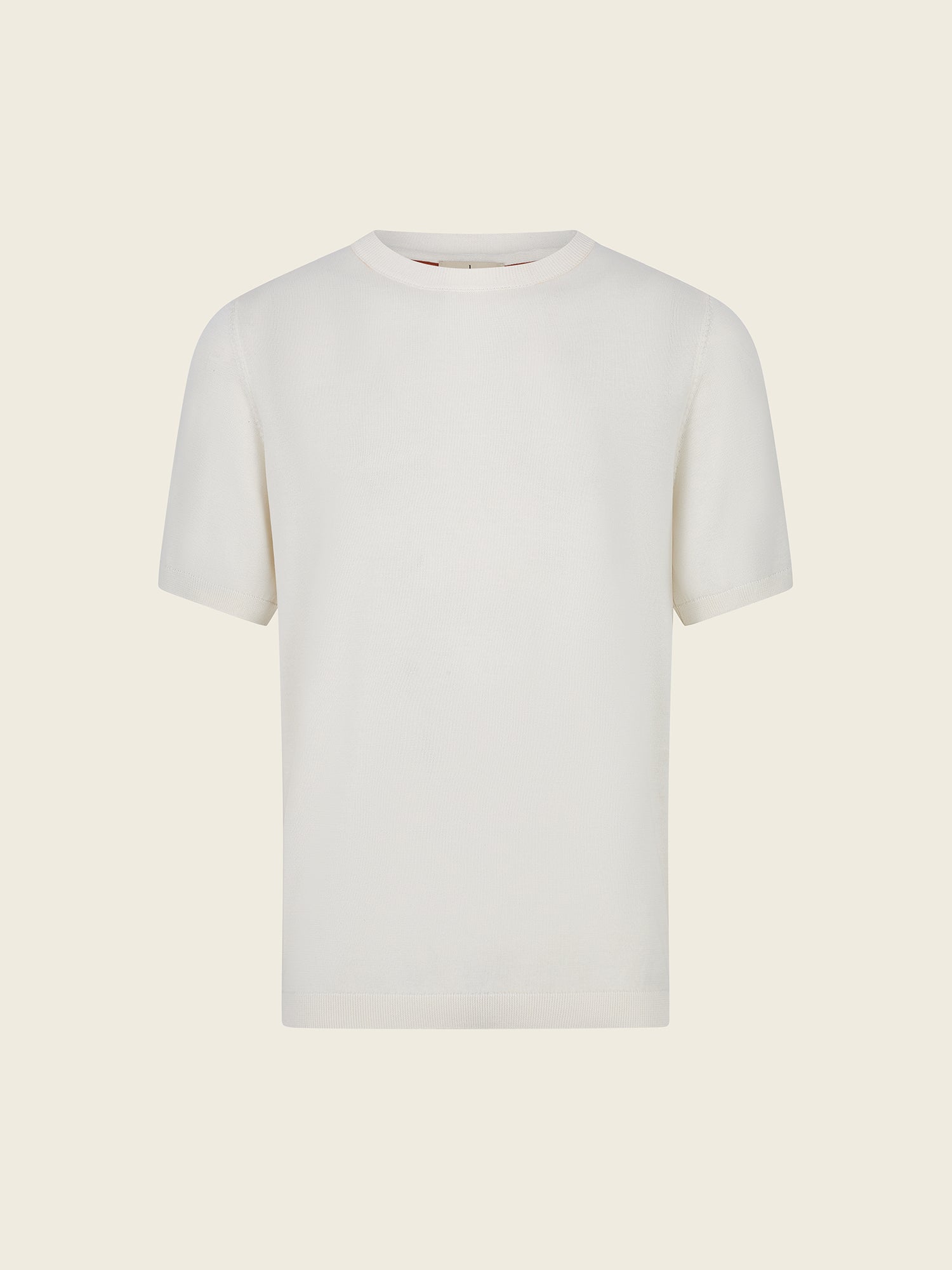 Cotton - silk classic fit Knitted T-Shirt in white - Lewis James