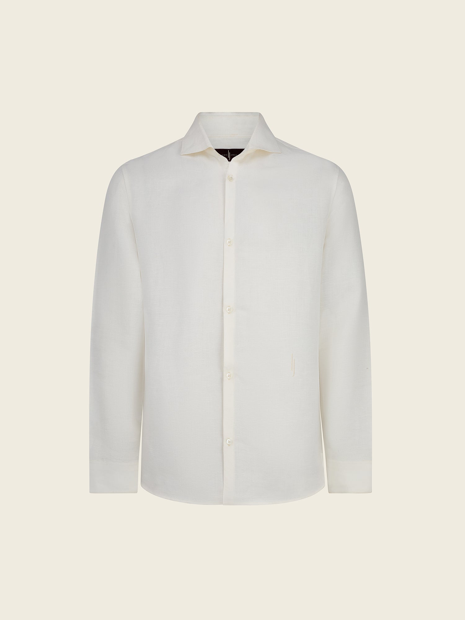 Cutaway Collar Linen - Viscose Shirt in White - Lewis James