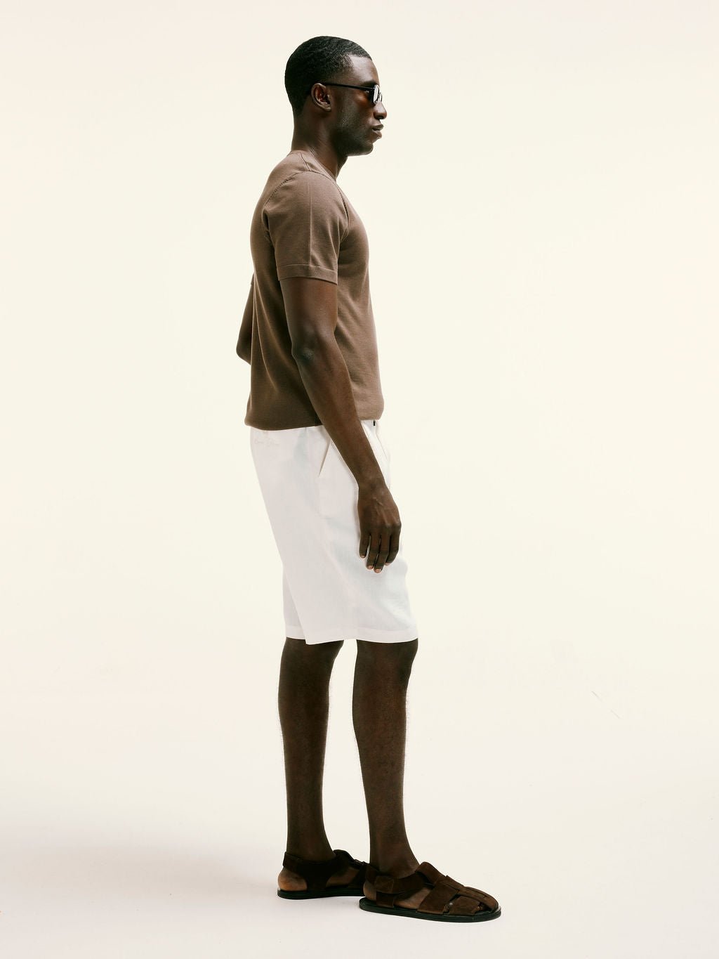 Double - Pleated Linen - Blend Shorts in White - Lewis James
