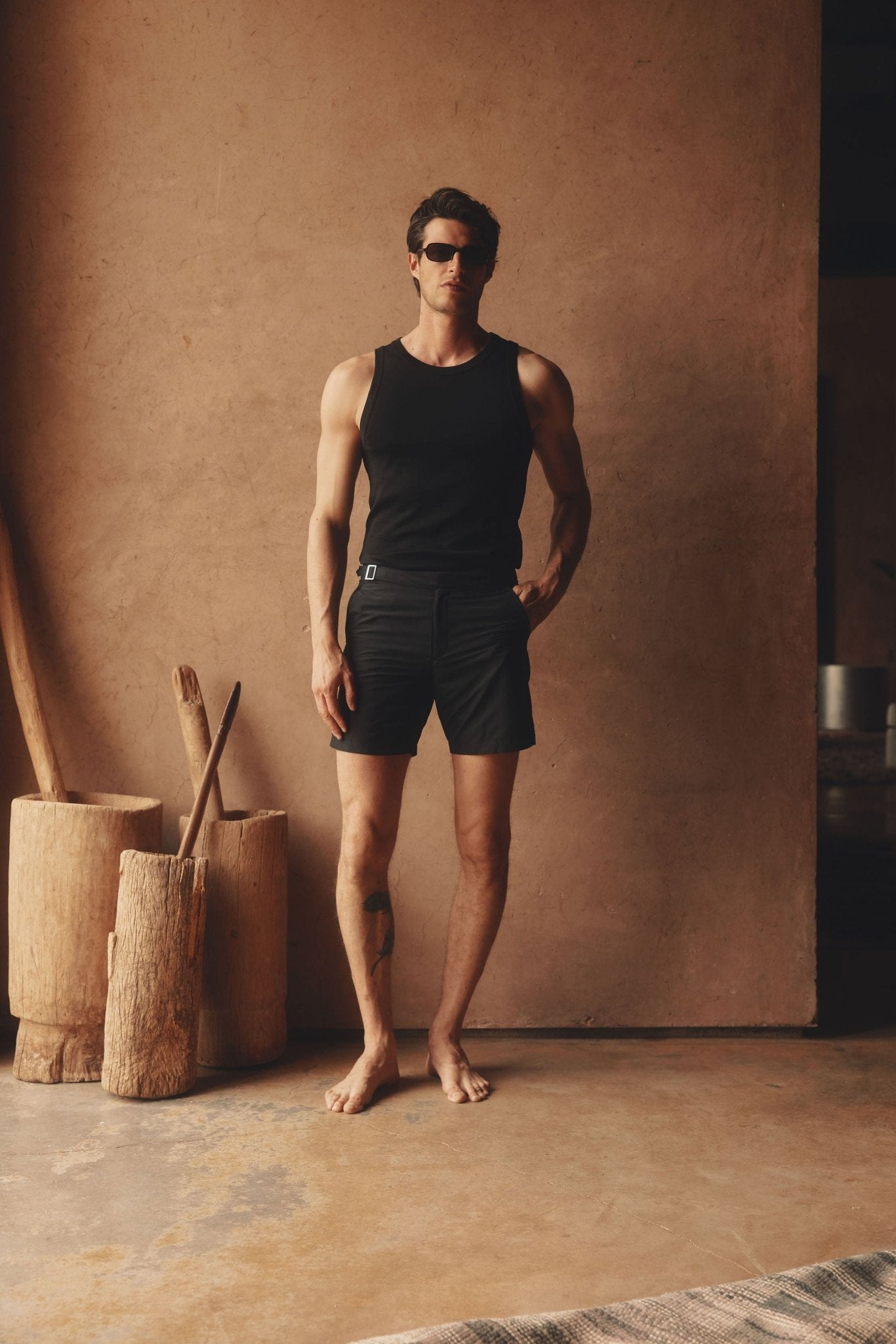 Essential Embroidered Tank in Black - Lewis James