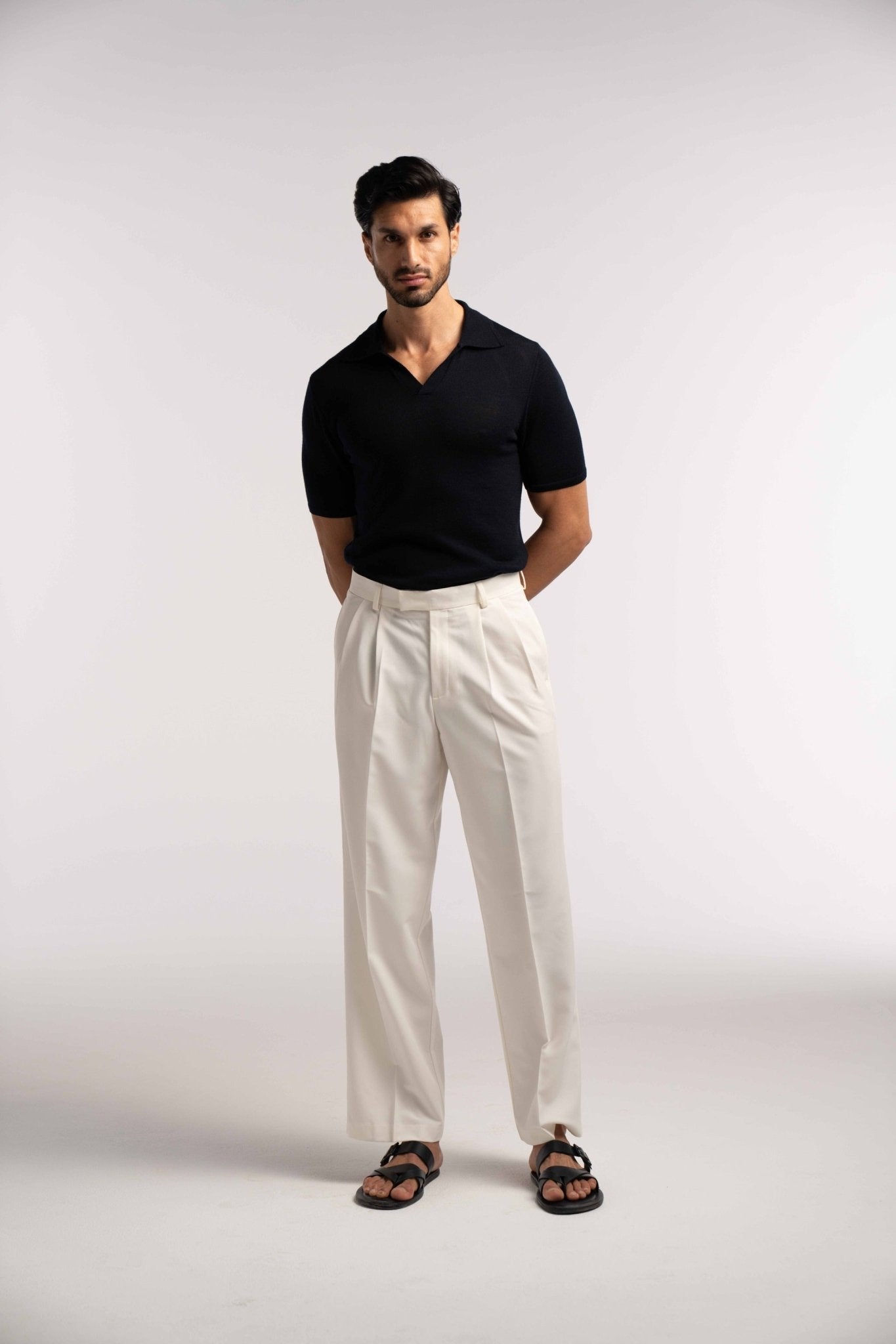 Extra Fine Merino Wool Polo in Navy - Lewis James