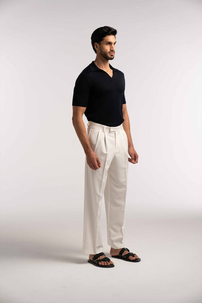 Extra Fine Merino Wool Polo in Navy - Lewis James