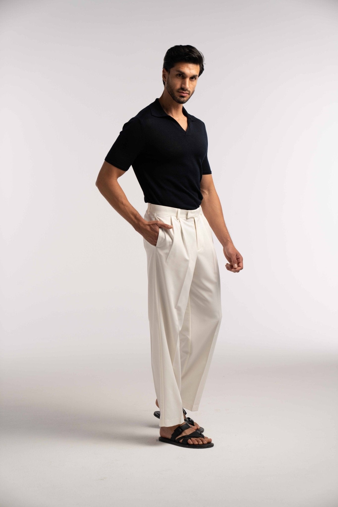 Extra Fine Merino Wool Polo in Navy - Lewis James