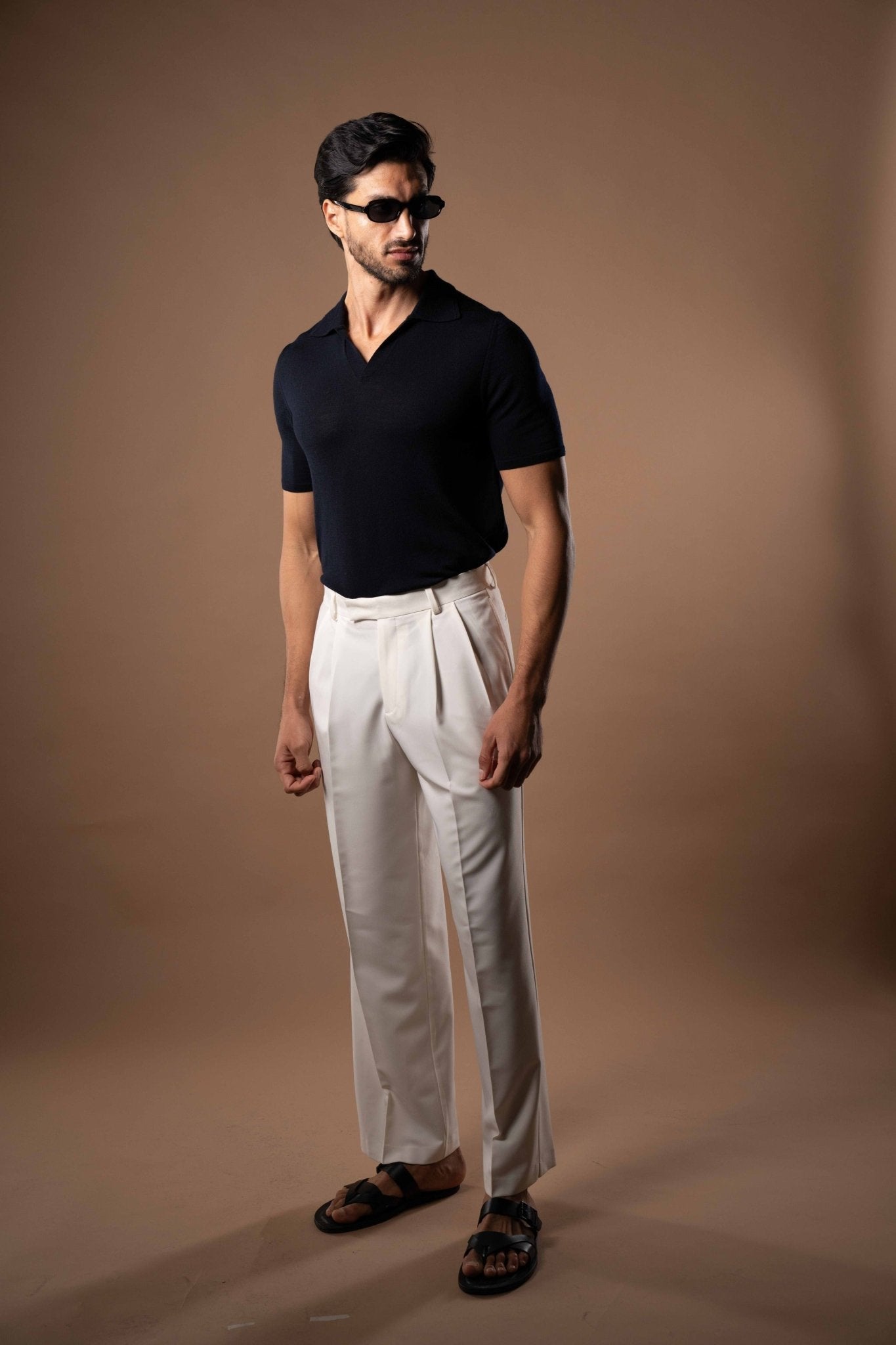 Extra Fine Merino Wool Polo in Navy - Lewis James