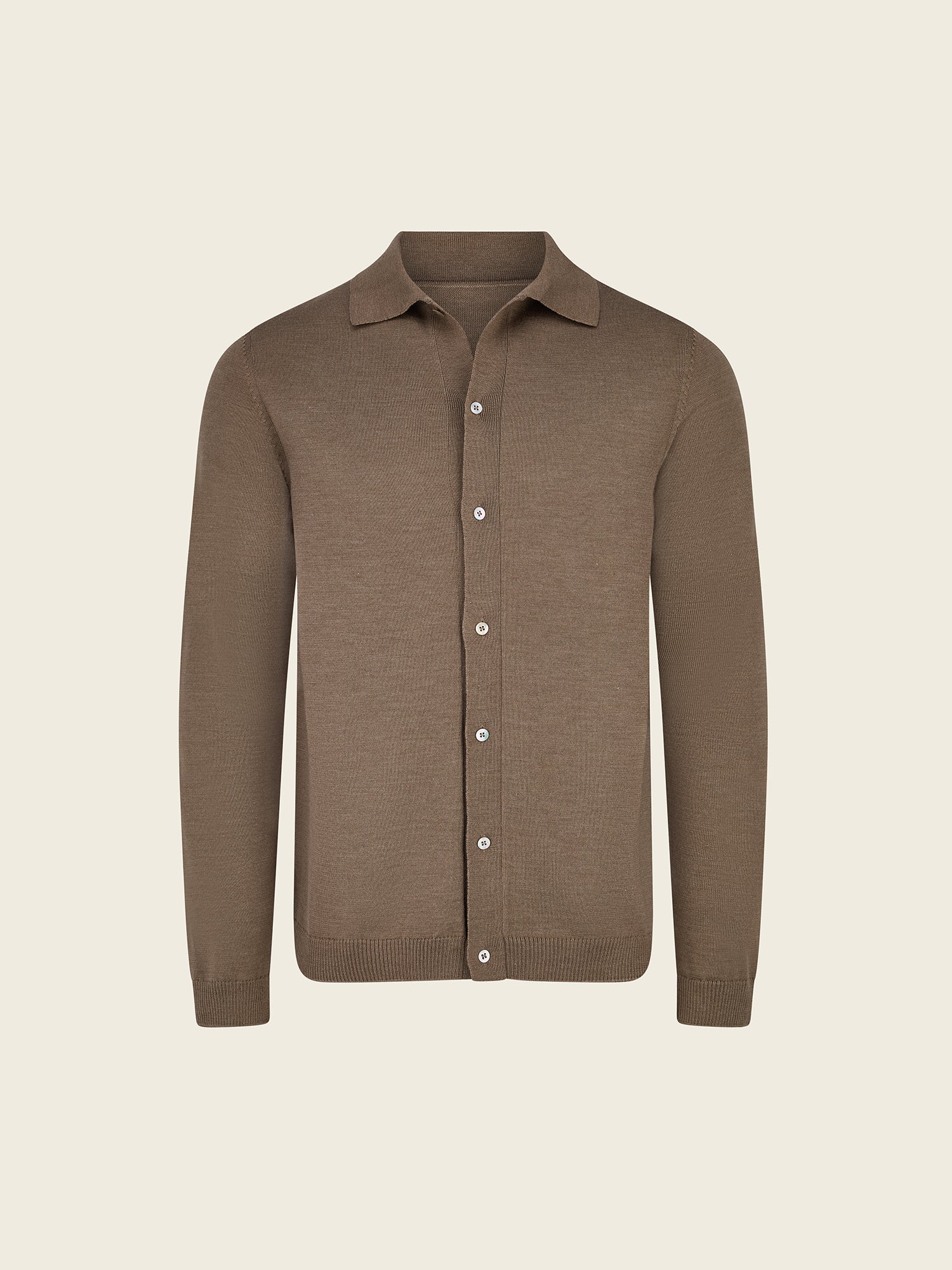Knitted Button - Down Cardigan in Taupe - Lewis James