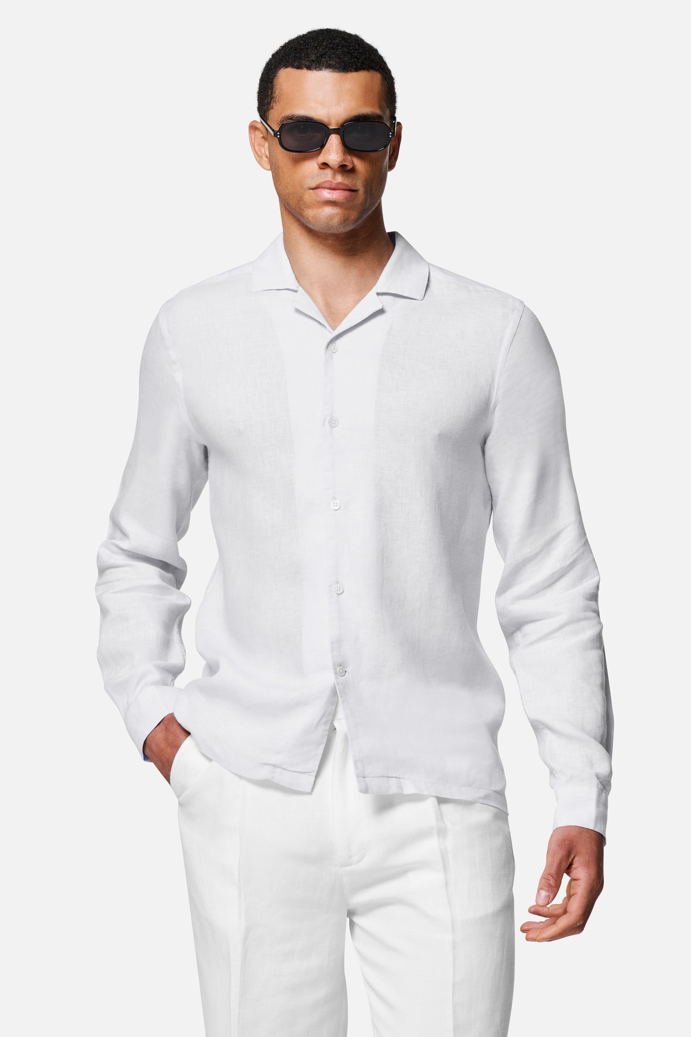 Arista Linen Cuban-Collar Shirt
