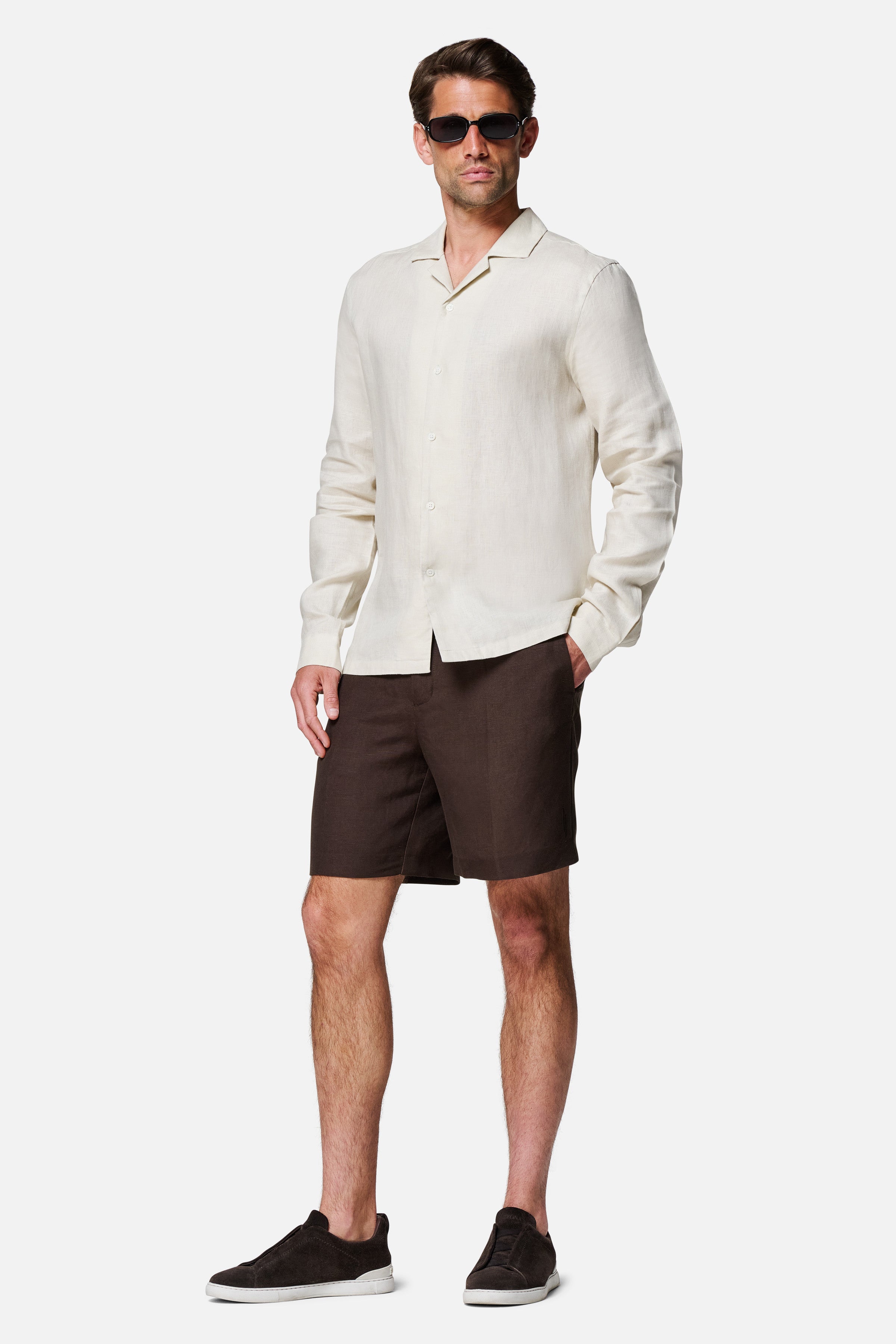 Arista Linen Cuban-Collar Shirt